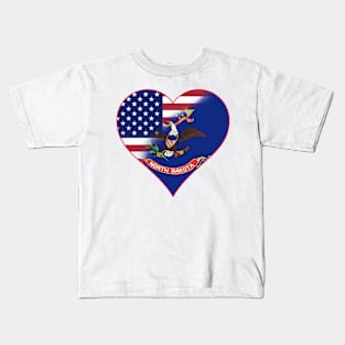 North Dakota and American Flag Fusion Design Kids T-Shirt